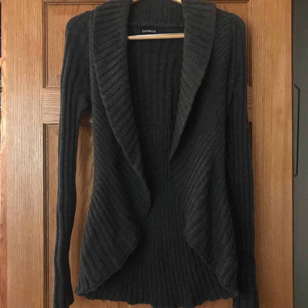 Express Knit Gray Cardigan Small